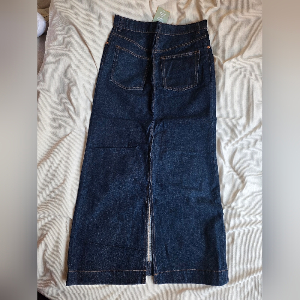 H&M Denim long skirt maxi topstitched dark blue size 6, 10 BNWT - Picture 4 of 15